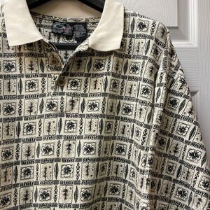 Vintage OP Sport Men's Polo Shirt‎ XL Tile Graphic Print 80's 90's Y2K